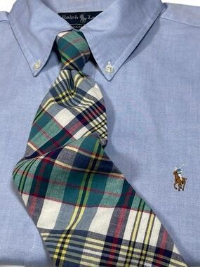 NWT! Bentley Cravats Preppy Cotton Plaid Tie Size L37” W3.75”